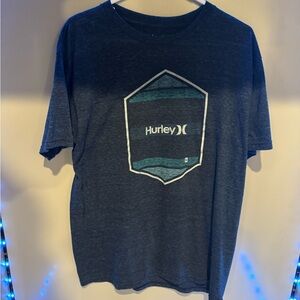 Hurley Blue Short Sleeve Tee with Geometric Design